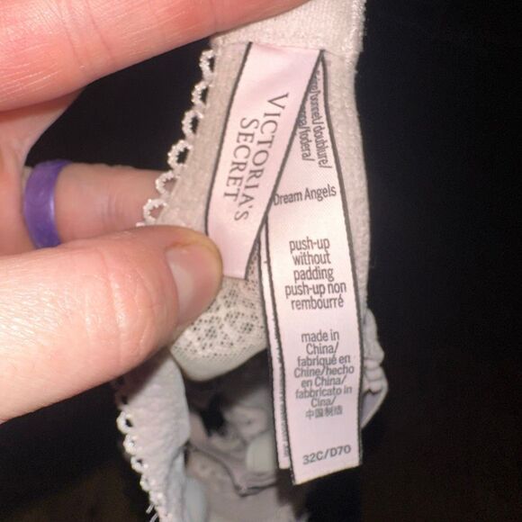 Victoria’s Secret 32C cream lacy no padding Dream Angels push-up bra - Picture 3 of 3